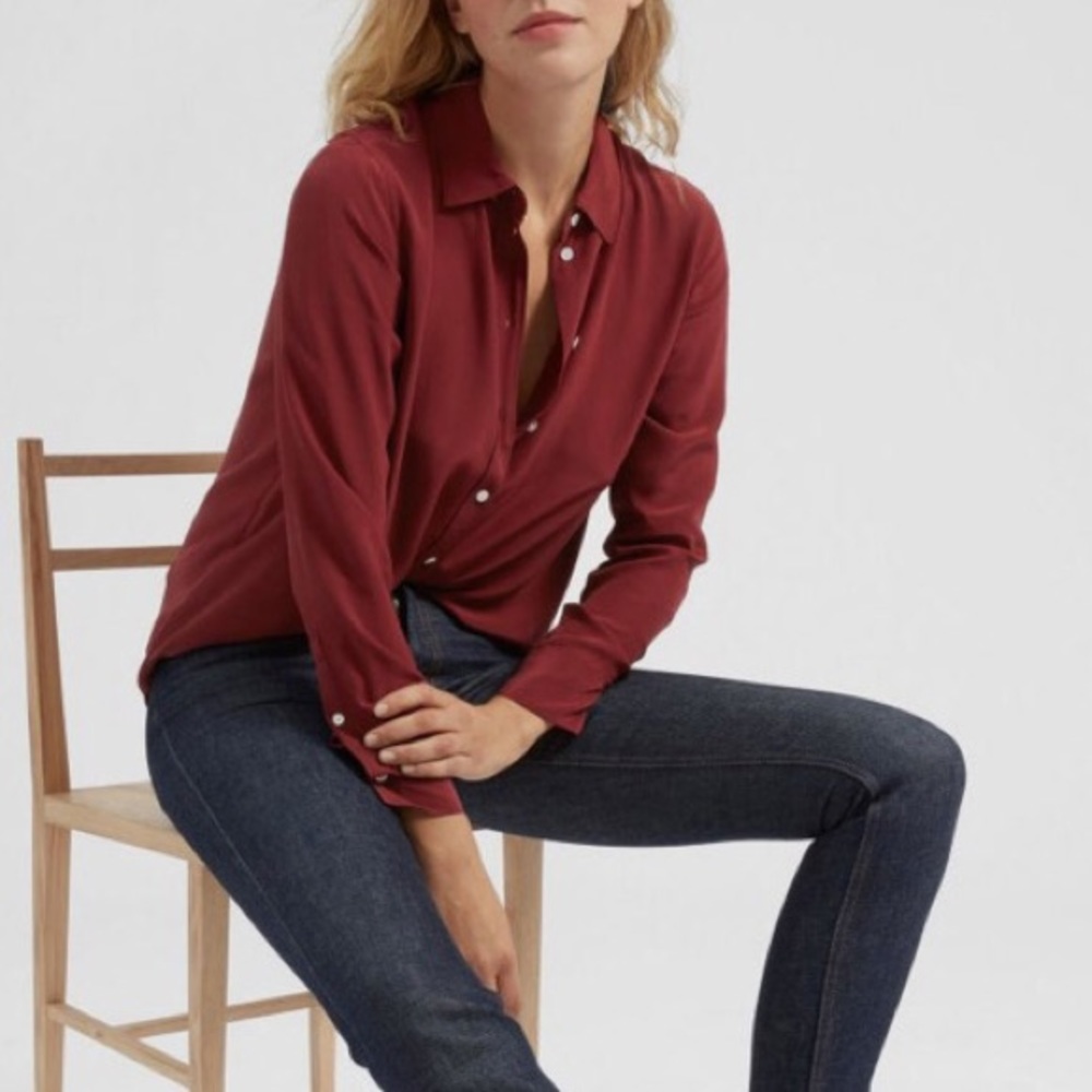 Everlane Silk Relaxed Shirt - burgundy / purple